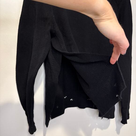 Isabel Marant Etoile Black Wool Blend Side Slit Crewneck Distressed Sweater 36 - Picture 5 of 8